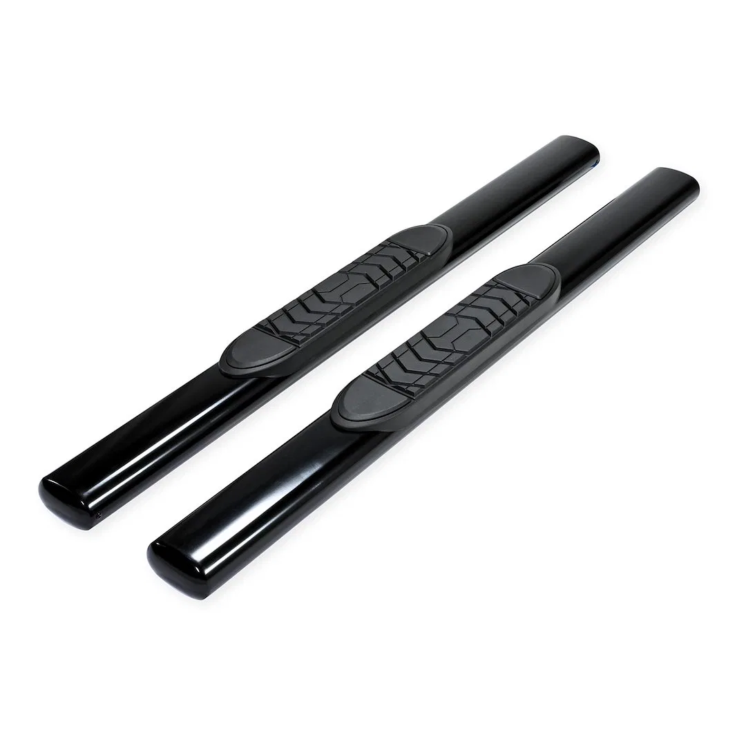 A7001B – TRAILFX Nerf Bar, With Step Pads 5 Inch Oval Straight Powder Coated Black Steel With Welded End Caps Frame B...